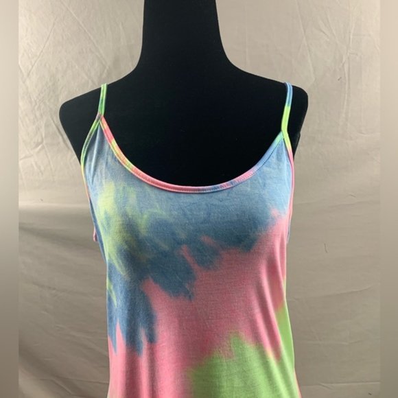 Tie Dye Split Side Curved Hem Dress - Picture 8 of 10